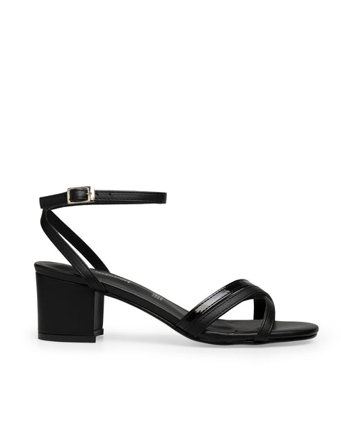 Sandalia Negra Tiras Tacón Bajo 2409300